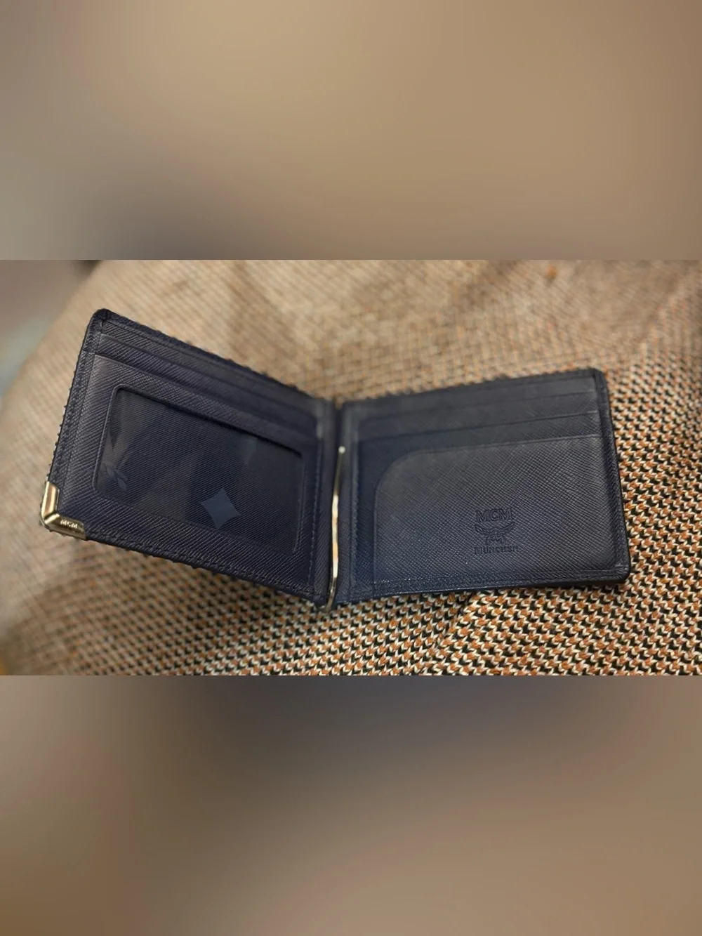 MCM Bifold Wallet With Money Clip (Navy)